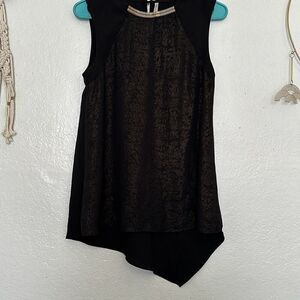 Rachel Roy Size Small Black & Gold Chiffon Blouse